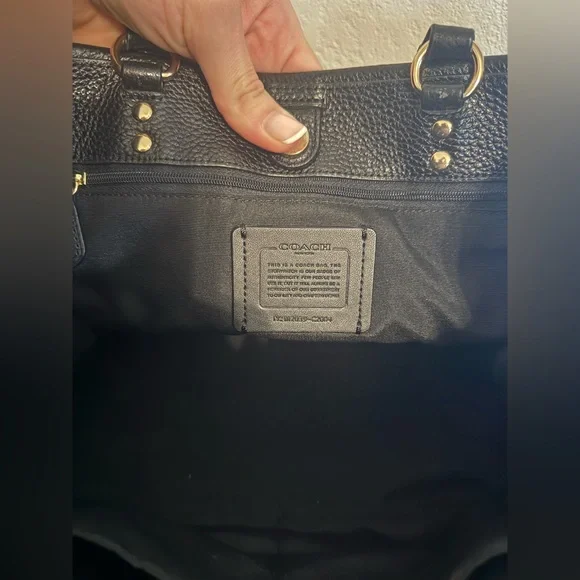 COACH Black Leather Dempsey Tote with Detachable Crossbody Strap - Picture 7 of 9